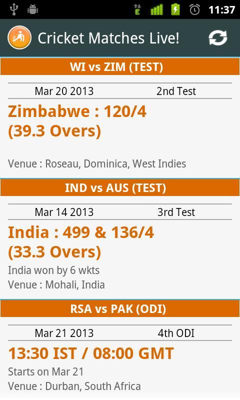 Cricket Matches (Live Score)